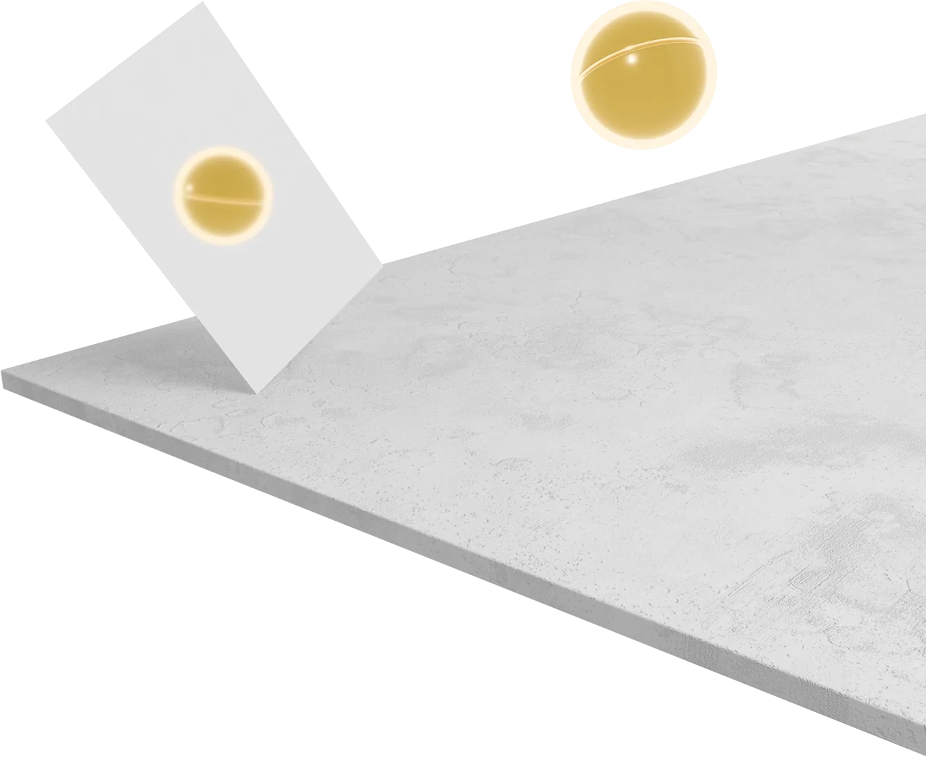 Carte de visite blanche inclinée avec un design minimaliste.