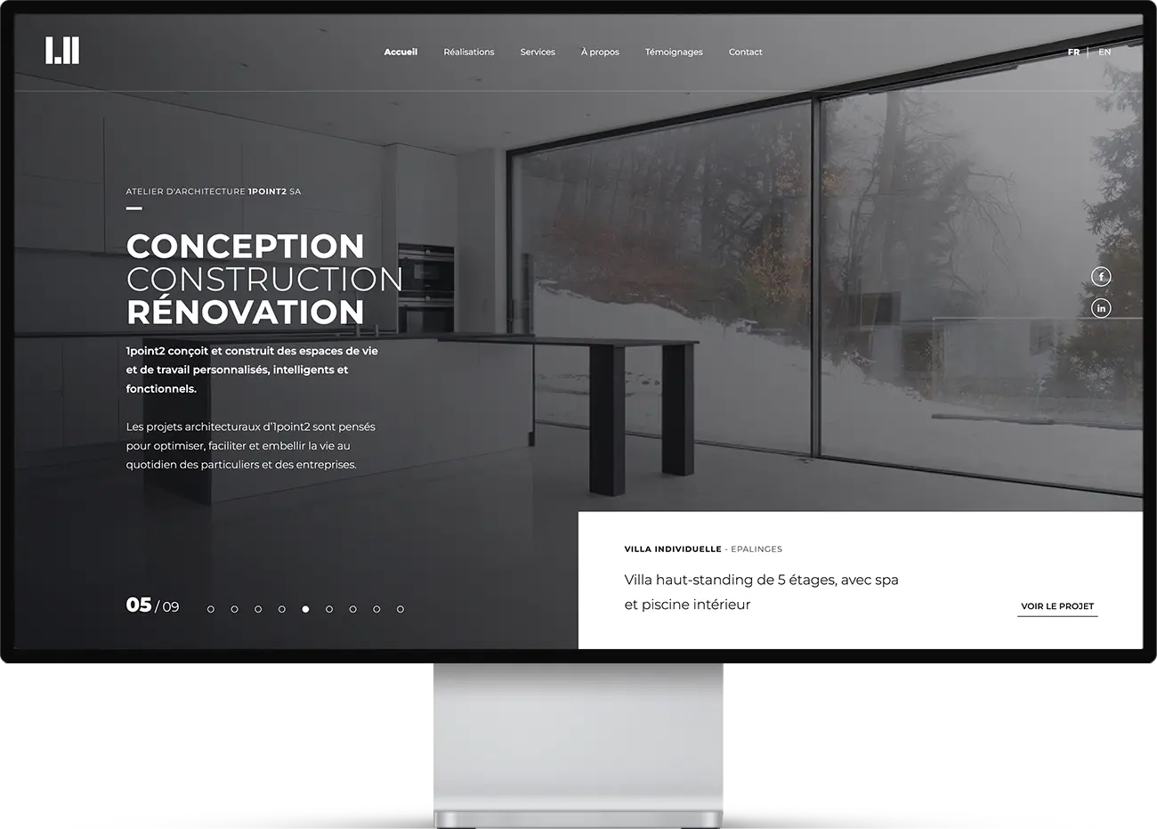 Mockup d'une page web pour un atelier d'architecture