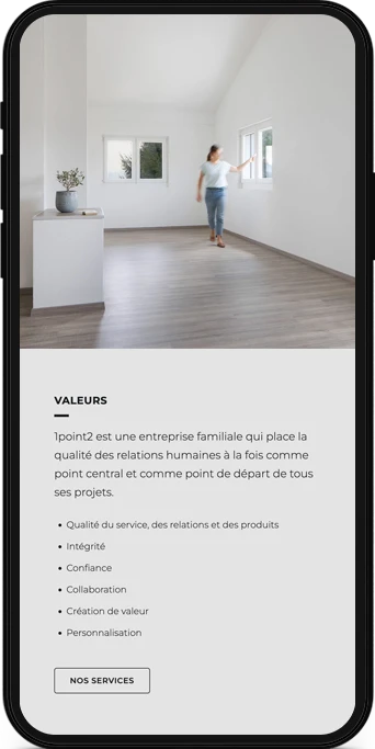 Mockup mobile d'une page web pour un atelier d'architecture
