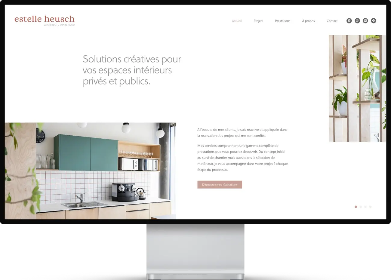 Mockup d'une page web du site de Estelle Heusch, architecte d’intérieur à Lausanne.