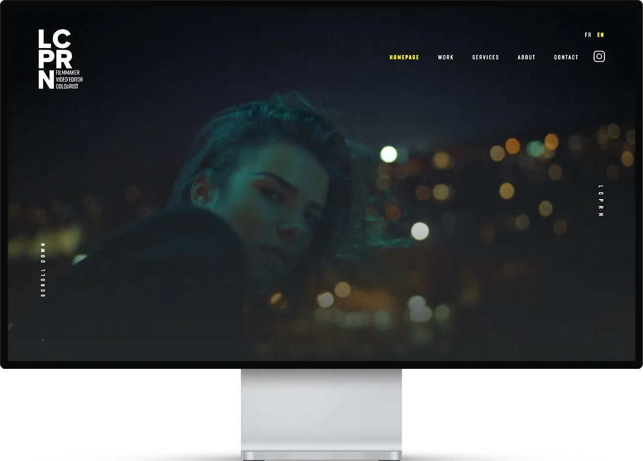 Mockup web du site web de LCPRN, réalisateur, monteur vidéo et coloriste indépendant, situé en Suisse.