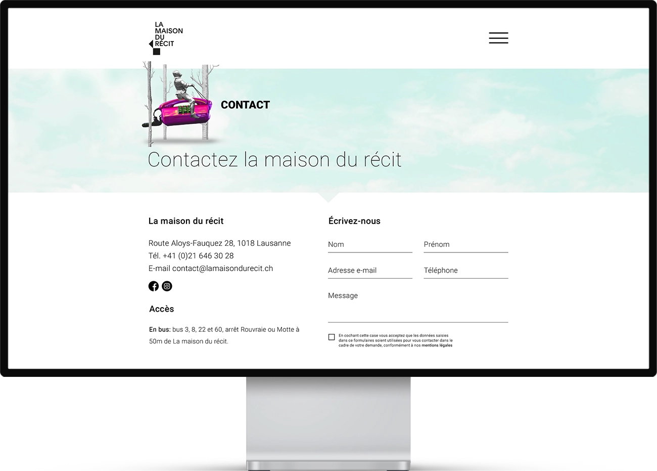 Mockup web du site de La Maison du Récit, association culturelle située à Lausanne.