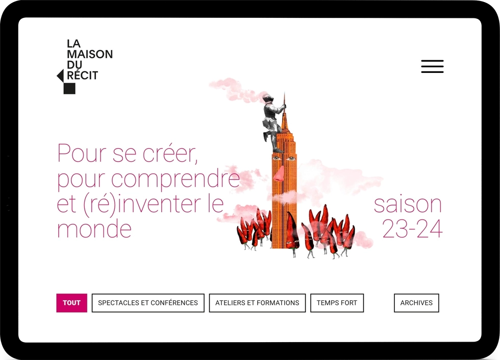 Mockup tablette du site de La Maison du Récit, association culturelle située à Lausanne.