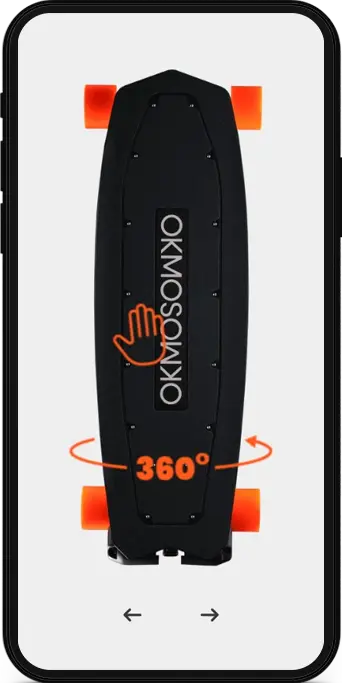 Mockup mobile du site de OKMOS, à l'origine du premier e-skate français.