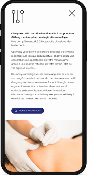 Mockup mobile du site web de Sen'Sù SA - Agora Intégrative.