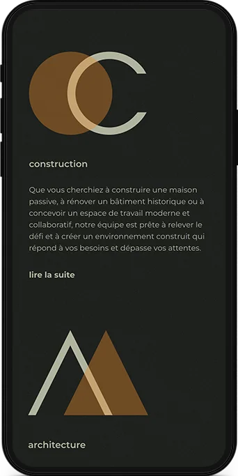 Mockup mobile du site web de Swissdev, Cabinet d'architecture à Nyon en Suisse.