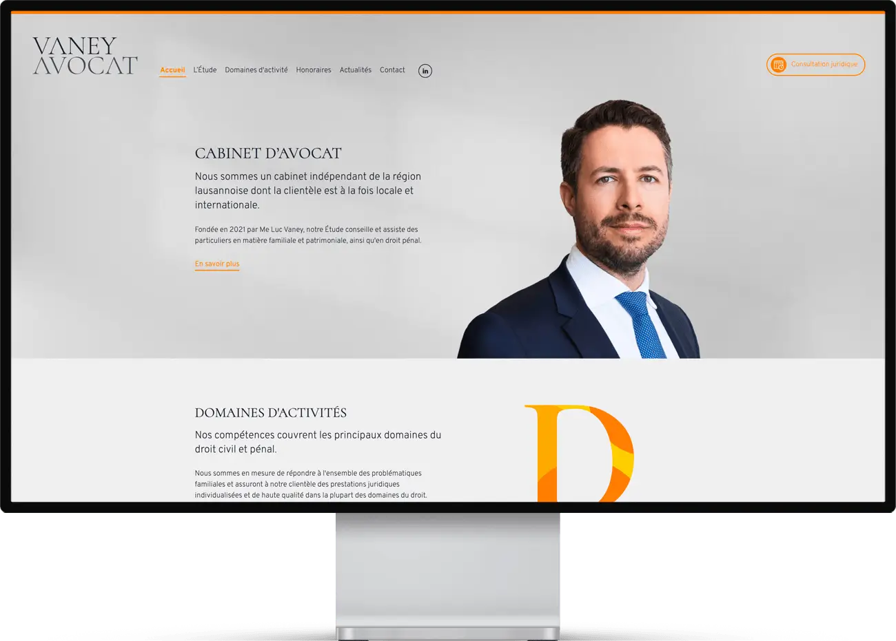 Mockup du site web de Vaney Avocat, avocat au Mont-sur-Lausanne.