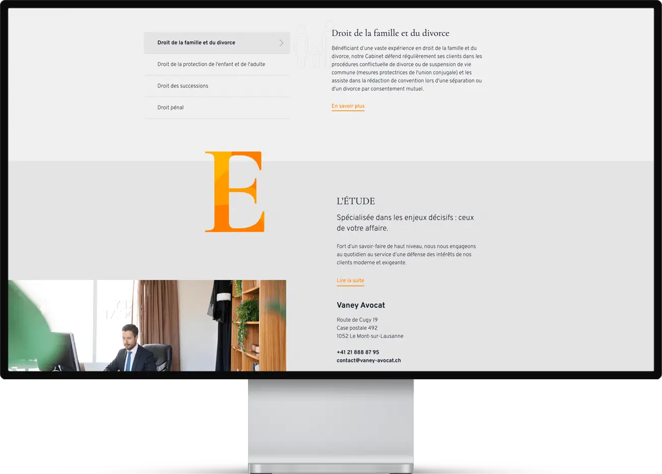 Mockup du site web de Vaney Avocat, avocat au Mont-sur-Lausanne.